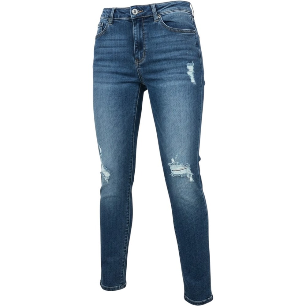 KanCan Skinny Jeans Wms 13 Blue Distressed High Rise Stretch Edgy Boho
